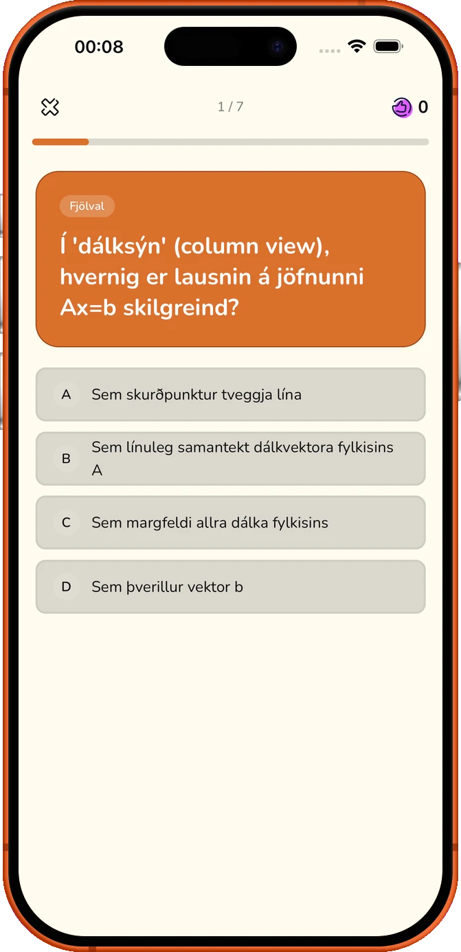 A+ Áður
Prófadagur